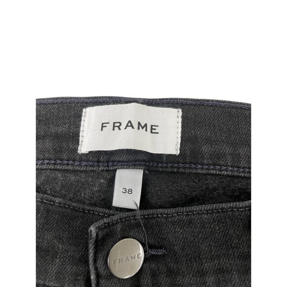 Frame L Homme Slim Fit Jeans Mens Size 38 Black Denim Mid Rise Vaporize NWT - Picture 4 of 12